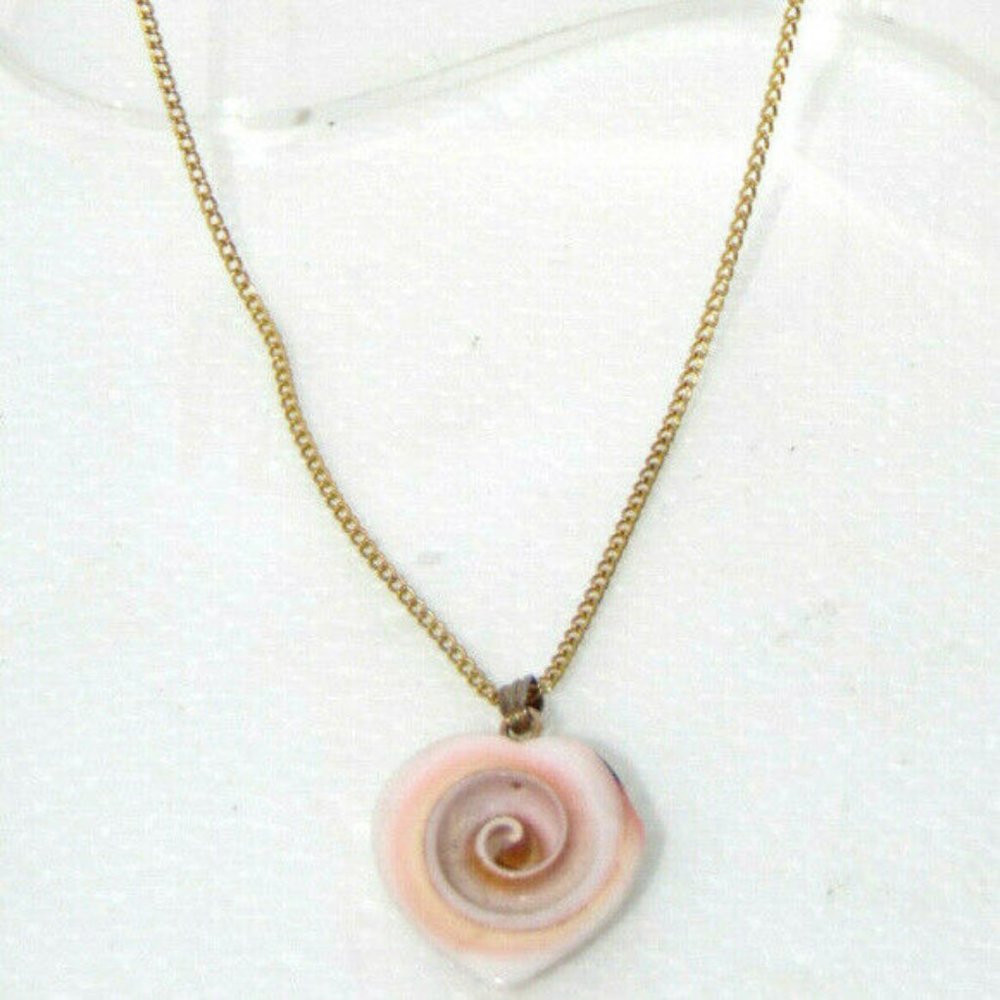 Beautiful Heart Carved Shell Pendant Necklace 20" chain Plate~bxd2